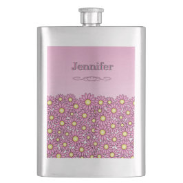 Edelstahlflasche mit rosa Blumen Classic Flachmann