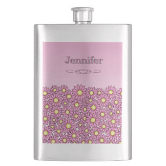 Edelstahlflasche mit rosa Blumen Classic Flachmann