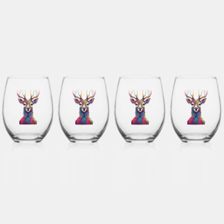 Edelstahlglas - Die farbenfrohe Hirschkunst Weinglas Ohne Stiel
