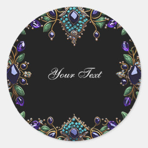 Edelstein-Blumen-Aufkleber Runder Aufkleber