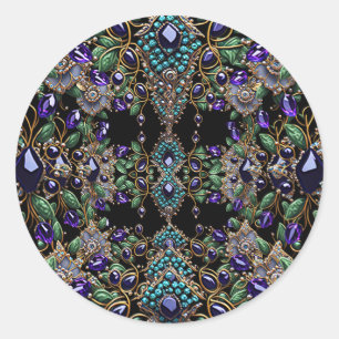 Edelstein-Blumen-Aufkleber Runder Aufkleber