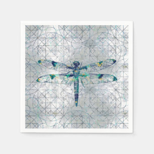 Edelstein-Libelle auf heiligem Geometriemuster Serviette