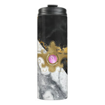 Edelstein-Monogramm aus schwarzem und goldenem Mar