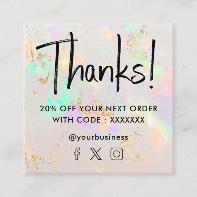 Edelstein Opal Discount-Karte Quadratische Visitenkarte (Vorderseite)