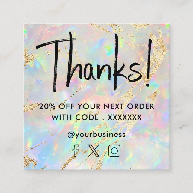 Edelstein Opal Discount-Karte Quadratische Visitenkarte (Vorderseite)