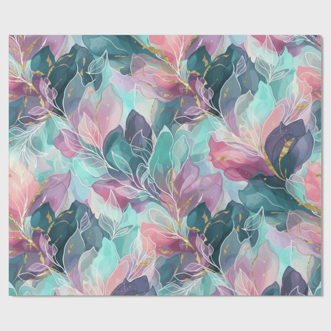 Edelstein-Ton-Blumenmuster Geschenkpapier (Flach)