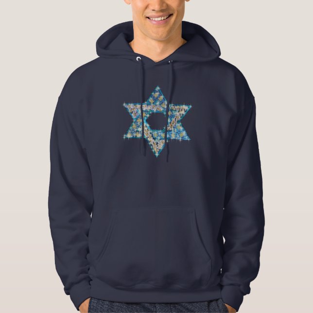 Edelstein verzierte Davidsstern Hoodie (Vorderseite)
