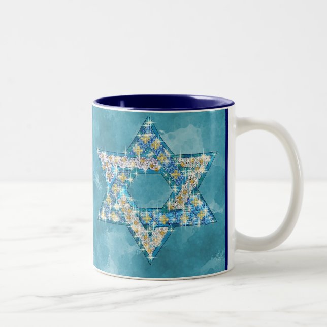 Edelstein verzierte Davidsstern Zweifarbige Tasse (Rechts)
