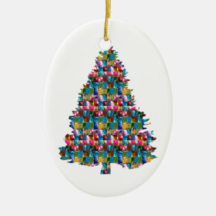 EDELSTEIN verzierter Weihnachtsbaum: Frohe Keramikornament