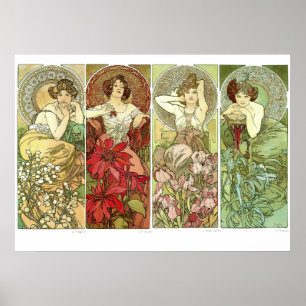 Edelsteine Art Nouveau von Alphonse Mucha Poster