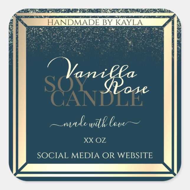 Edelsteine, dunkelblaue Produktverpackungsmarke Go Quadratischer Aufkleber (Vorderseite)