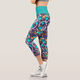 Edelsteine, Perlen und lila Capri Leggings