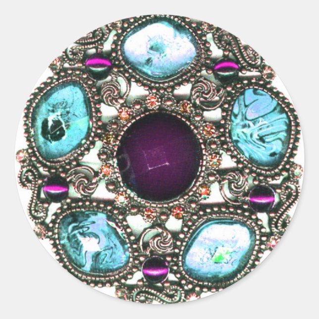 "Edelsteine und Juwelen" Runder Aufkleber (Vorderseite)