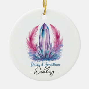 Edelsteinkristall-Wasserfarbenhochzeit Keramik Ornament