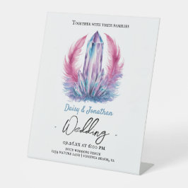 Edelsteinkristall-Wasserfarbenhochzeit Sockelschild