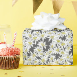 Edelweiss-Alpen-Wildblume Kohle Kernpunkt Geschenkpapier