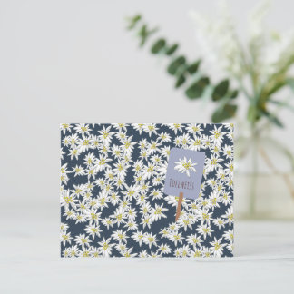 Edelweiss Alpine Wildblume Hand-Illustriert Boho Dankeskarte