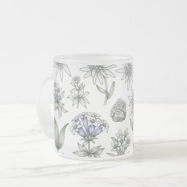 Edelweiss and Gentian Flower Mug Mattglastasse (Vorderseite Links)