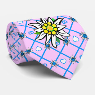 Edelweiss auf Blau kennt Gelb / doppelseitiger Dru Krawatte