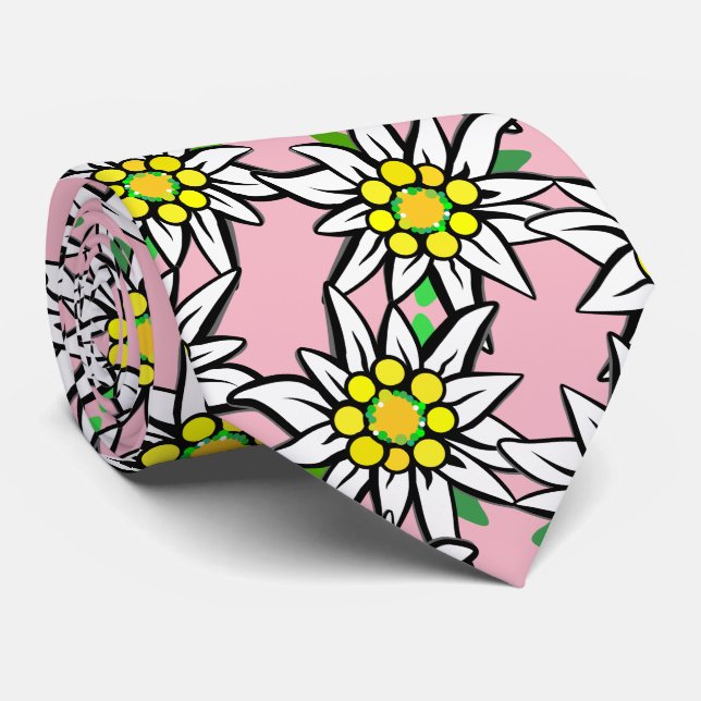 Edelweiß auf Grau, für Bayerische Fans Krawatte (Gerollt)