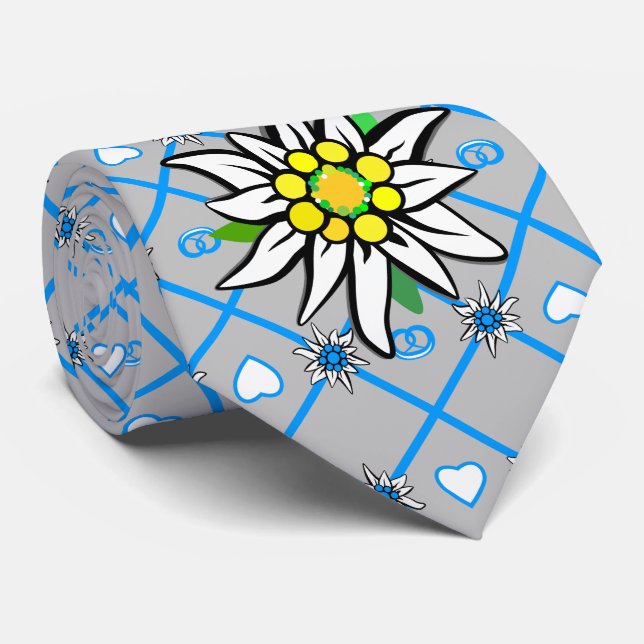Edelweiss auf schwarzer Schleife Krawatte (Gerollt)
