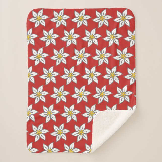 Edelweiss Blooms Red Sherpa Fleece Blanket Sherpadecke (Vorderseite)