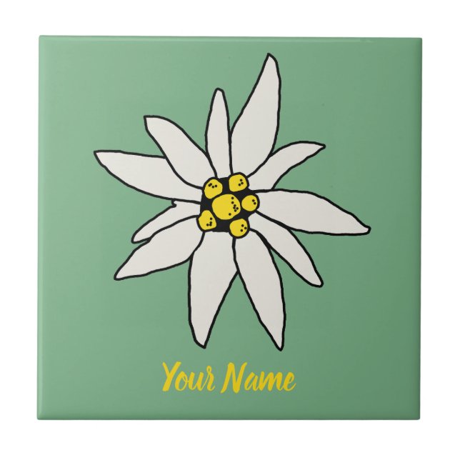 Edelweiss Chalet Blume Retro Huts Vintag Alm Fliese (Vorderseite)