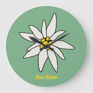 Edelweiss Chalet Blume Retro Huts Vintag Alm Große Wanduhr
