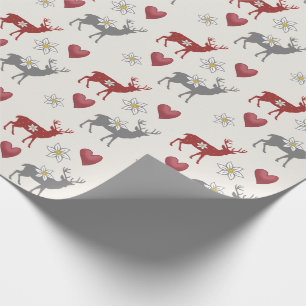 Edelweiss Deer and Hearts Wrapping Paper Geschenkpapier