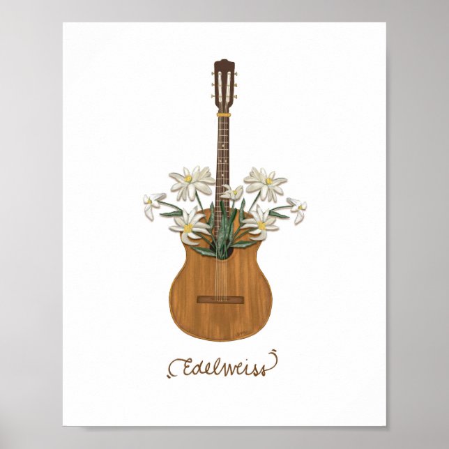 Edelweiss Duet Happy Nostalgic Folk Art Print Poster (Vorne)