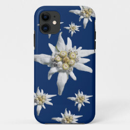 Edelweiss Fall auf dunkelblauem Hintergrund iPhone 11 Hülle