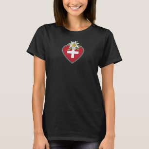 Edelweiss Heart Swiss Flag T - Shirt