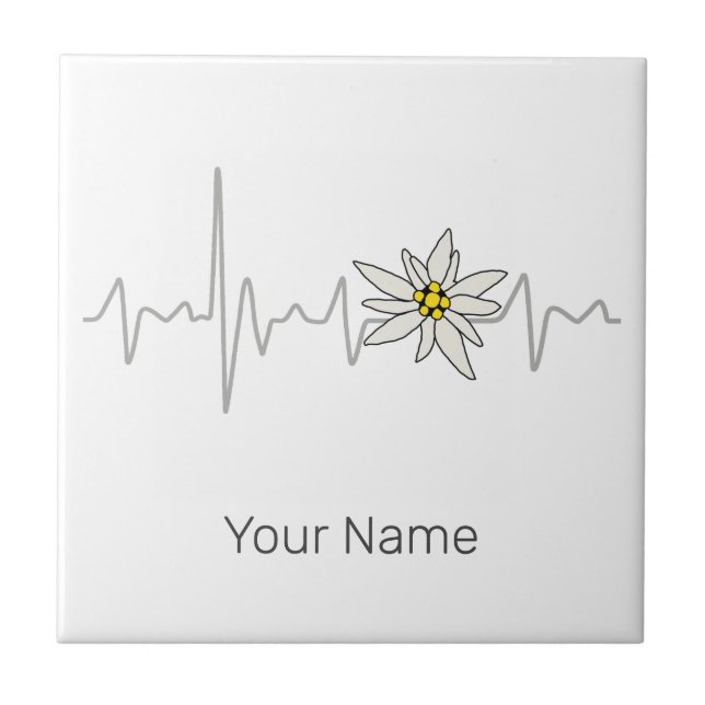 Edelweiss Heartbeat Oktoberfest Vintag Souvenir Fliese (Vorderseite)