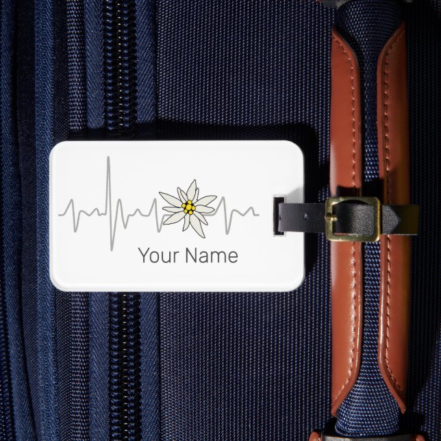 Edelweiss Heartbeat Oktoberfest Vintag Souvenir Gepäckanhänger (Vorderseite Insitu 4)