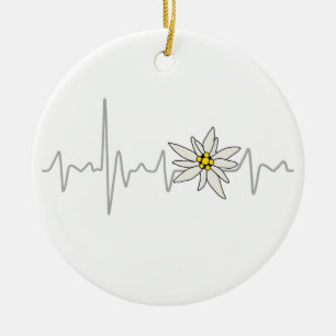 Edelweiss Herzschlag Oktoberfest Vintage Souvenir Keramik Ornament