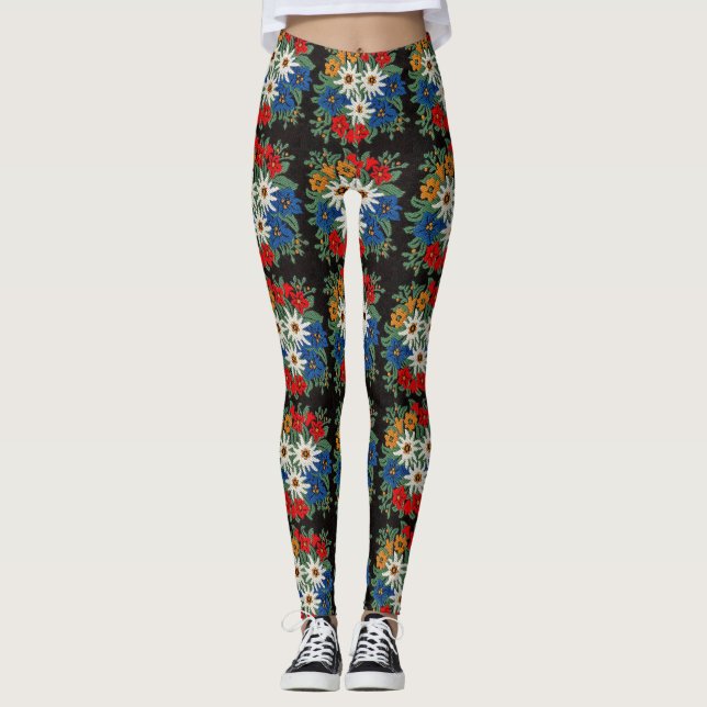 Edelweiss Schweizer alpine Blume Leggings (Vorderseite)
