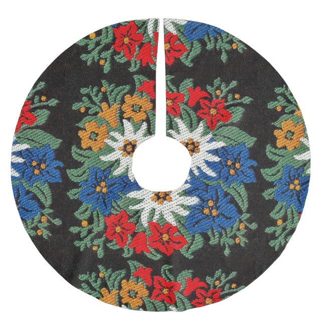 Edelweiss Schweizer alpine Blume Polyester Weihnachtsbaumdecke (Vorderseite)