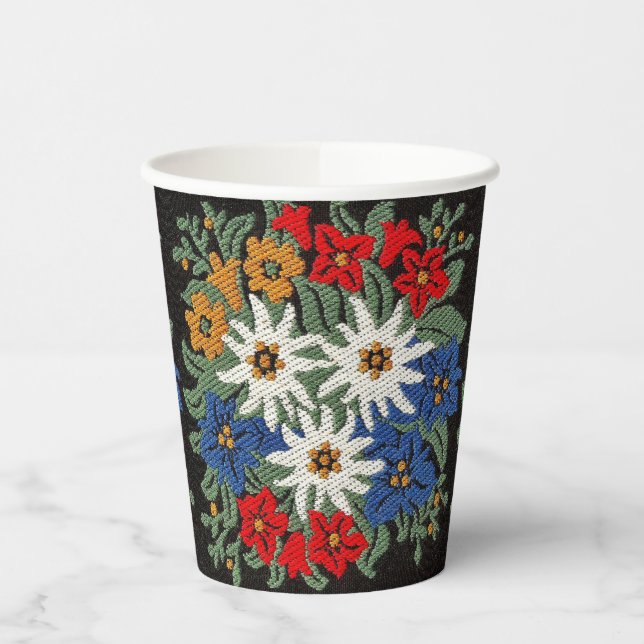 Edelweiss Schweizer Blume  Pappbecher (Links)