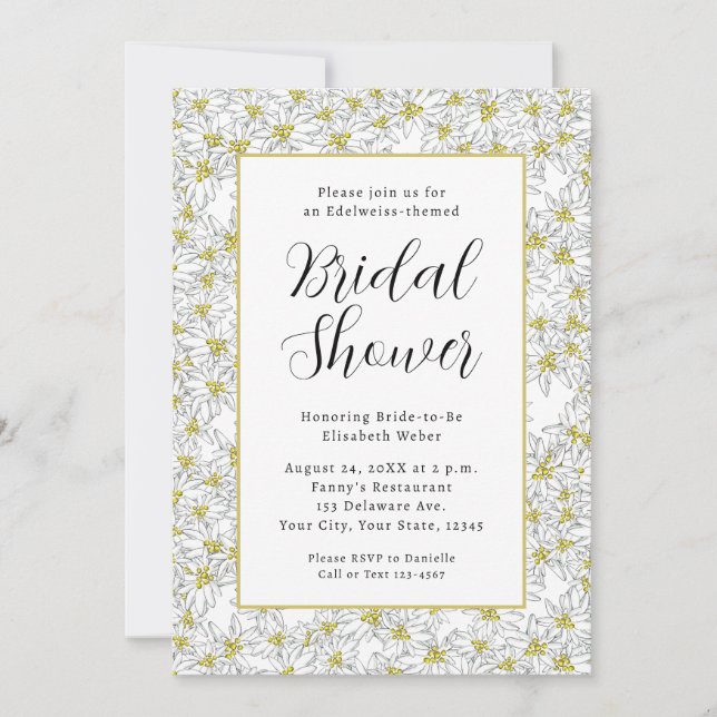 Edelweiss Sound of Music Einzigartiges Brautparty Einladung (Vorderseite)