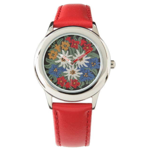 Edelweiss Swiss Alpine Flower Armbanduhr (Vorderseite)
