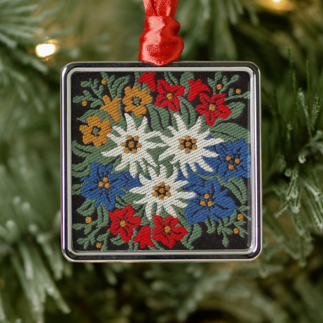 Edelweiss Swiss Alpine Flower Silbernes Ornament (Baum)