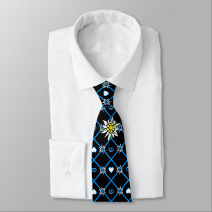 Edelweiss und Edelweiss auf schwarzer Krawatte