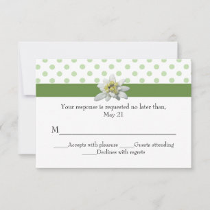 Edelweiss und Green Polka Dot Wedding RSVP Card Karte