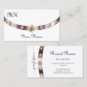 Edelweiß und Rose Gold mit Monogramm Luxus Visitenkarte