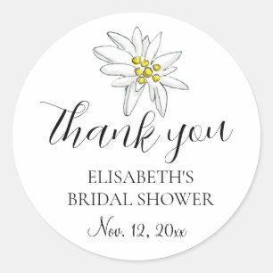 Edelweiß Wildblume Hübsche Bridal Shower Dankeschö Runder Aufkleber