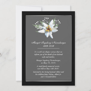 Edelwiess European Style Death Announcement Card Ankündigung