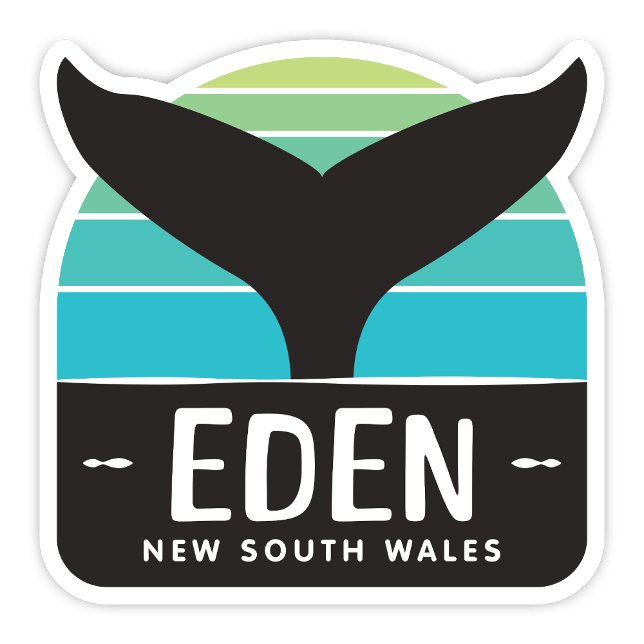Eden, New South Wales Australia Sticker (Eden New South Wales Australia retro whale tail sticker)