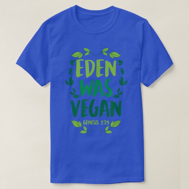 Eden war Vegane Genese 1-29 Christliche Vegane Bib T-Shirt (Design vorne)