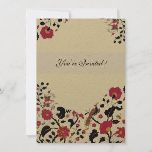 EDEN, Wedding Love Birds, Red Black Blume, Kraft Einladung