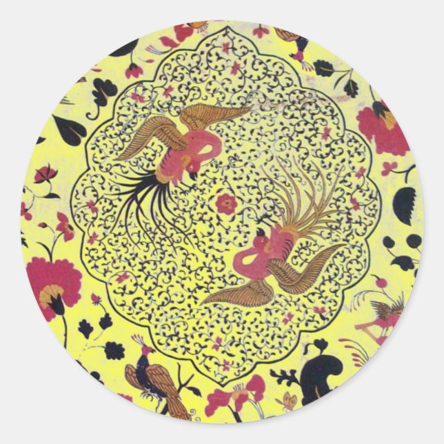 EDEN/ WEDEDEN LIEBE VÖGEL, PEACOCK UND ROTE ROSEN RUNDER AUFKLEBER (Vorderseite)